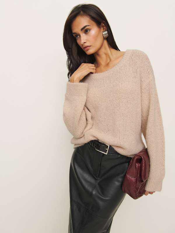 Cici Oversized Crew Sweater - Wheat